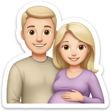white pregnant woman and her husband sticker