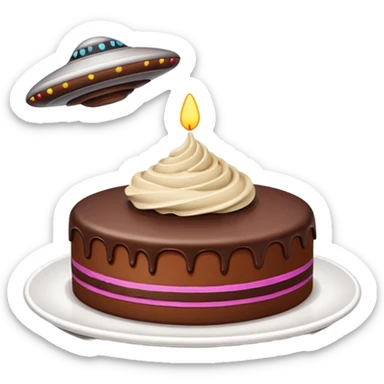 piece of cake being stolen by flying ufo  sticker
