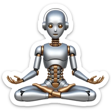 a stiff robot that tries to do yoga sticker