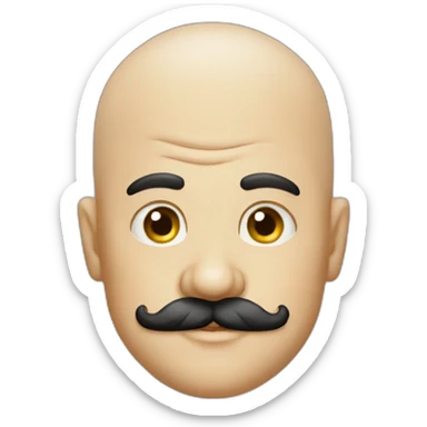 Bald chef moustache tattoos sticker