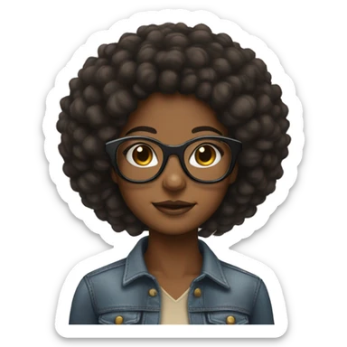 Brown skin girl with Afro and clear glasses sticker
