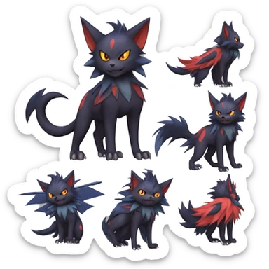  Kawaii Edgy Cool Beautiful Nargacuga-Noivern-Torracat-Litten-Zorua-Zoroark-Fakemon-fusion full body sticker