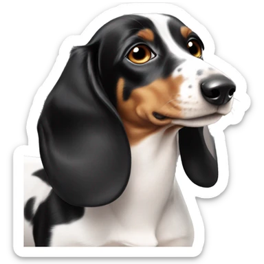 black white tan piebald dachshund  sticker