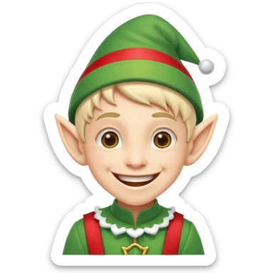 duende navideño con una sonrisa amplia y brackets sticker