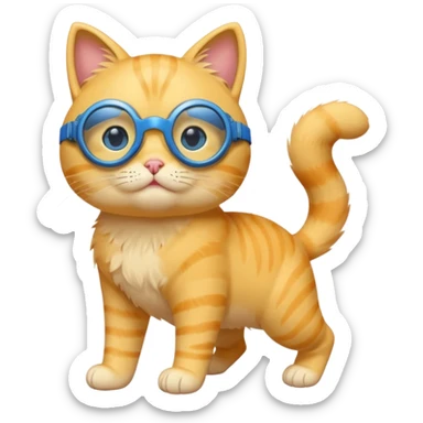 cute yellow lazy cat with full body with blue goggles and no clothes sticker