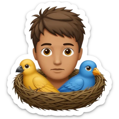 Man who has a Birds Nest haircut sticker