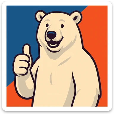 realistic polar bear giving a thumbs up sticker