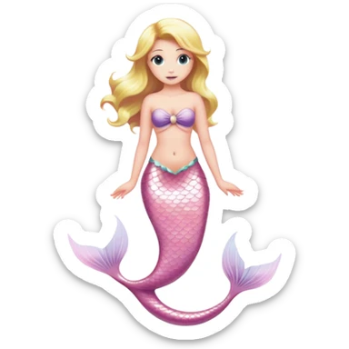 full body blonde light pink mermaid sticker