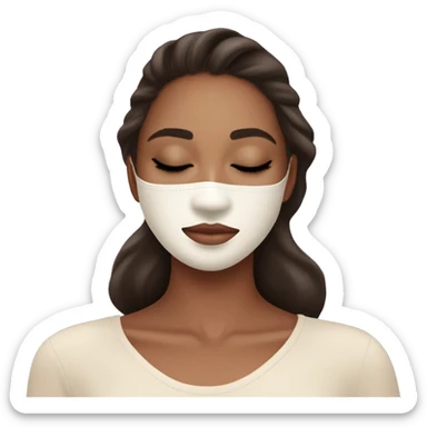 pretty brunette girl sleeping with cream coloured moisturiser face mask soft textures sticker