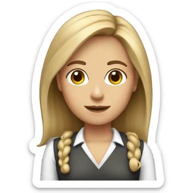 A girl teacher with brown eyes, dirty blond hair sticker