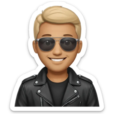 Biker Gang with Sunglasses, Man with black leather jacket, sunglasses sticker