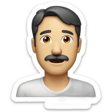 Middle aged man with dark short hair and mustache singing with his eyes closed and his mouth wide open sticker