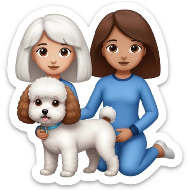 Bichon frise and a tanned girl with long straight brown hair sticker