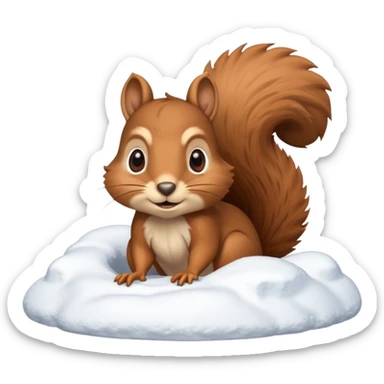 squirrel poking its head out of snow hill sticker