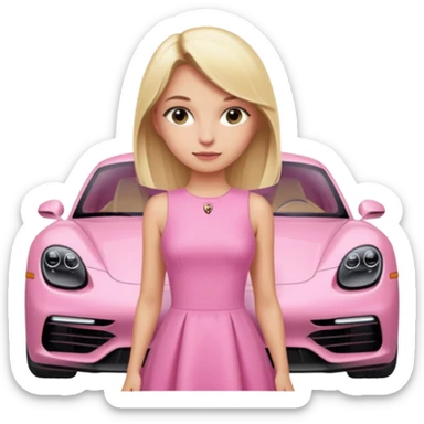 pink Porsche taycan blonde girl sticker