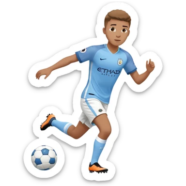 Soccer player wearing Manchester City sky blue jersey and white shorts sticker