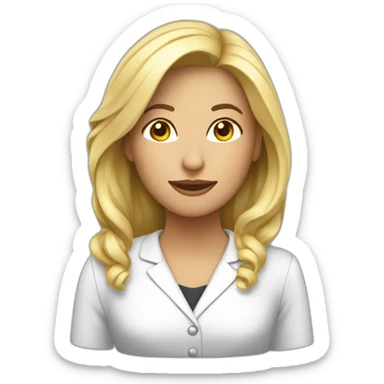 mujer conferencista blanca pelo largo liso negro  sticker