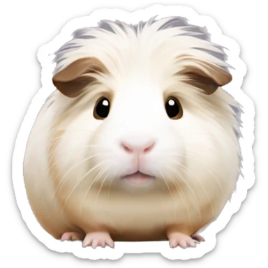 Guinea pig with mostly white fur and a little tan fur sticker