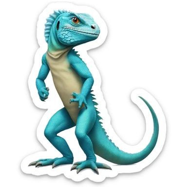 standing on feet blue iguana  sticker