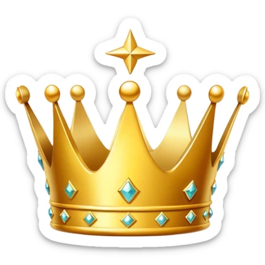 A simple, cartoon-style golden crown, floating on its own and slightly sparkling to convey a premium, regal feel. sticker