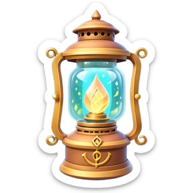 enchanted lantern object icon, strong magical glow, floating runes and sparkles, mystical light swirling inside the lantern, fantasy magic aura, 3D cartoon, mobile game icon style, centered, clean background, no text, no watermark sticker