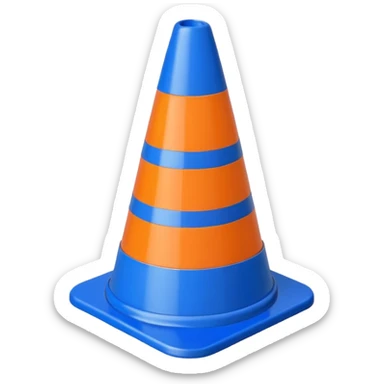 blue and white traffic cone, not orange sticker