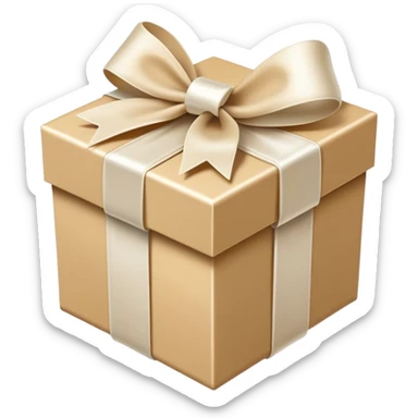 beige gift box white bow ribbon sticker