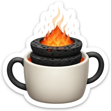 a cup with three stacked lava stones and a hint of steam for perfuming the ambient sticker
