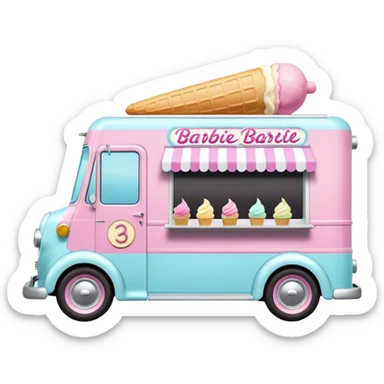 Barbie’s 1937 racing ice cream dream house food truck  sticker