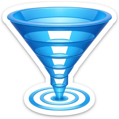 futuristic blue sales funnel with 6 levels sticker