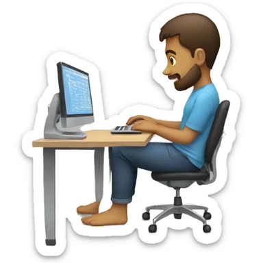 Guy coding with his feet rather than hands sticker