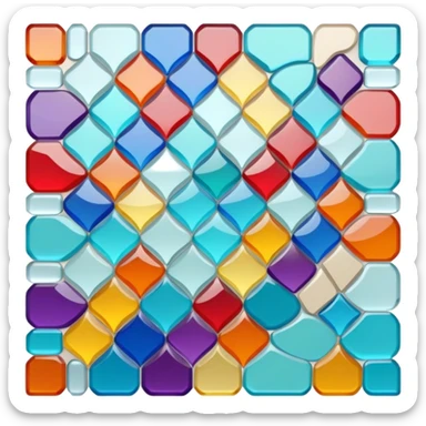 Mosaic icon, colorful stone or glass tiles, intricate patterns, tessellated design, minimalistic style, clean lines, transparent background. sticker