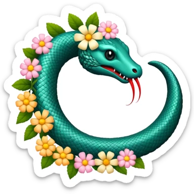 ouroboros serpent made of flowers sticker