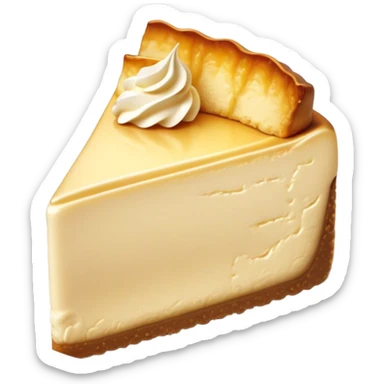 Cinematic Realistic Sernik Dessert Emoji, showcasing a rich, creamy cheesecake with a golden crust rendered with delicate textures and inviting, soft lighting. sticker