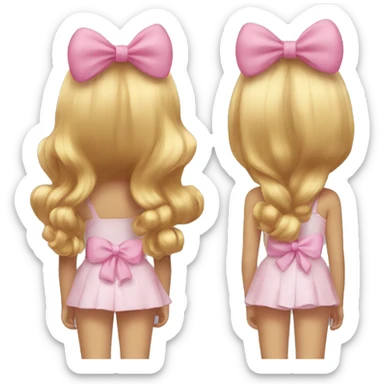 Two girls wearing bows back view  sticker
