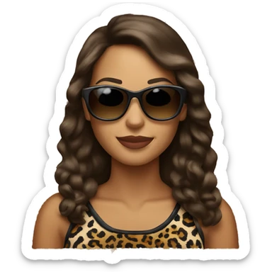 Long hear Brunette in sunglasses and in leopard coach  sticker