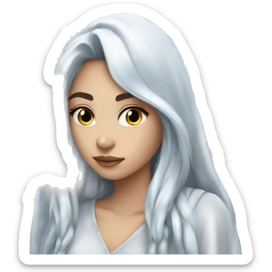 big wings, hood, silver, icy ,snowflake, Beautiful, fairy, long hair sticker