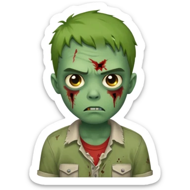 a super cute zombie green with shirt, look sad but not danger

 sticker