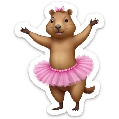 Capybara wearing a tutu while doing a pirouette￼￼ sticker