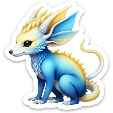  Cool Edgy blue-yellow-black-gradient ethereal badass Fionbri-Vernid-Trico-animal-creature full body  sticker