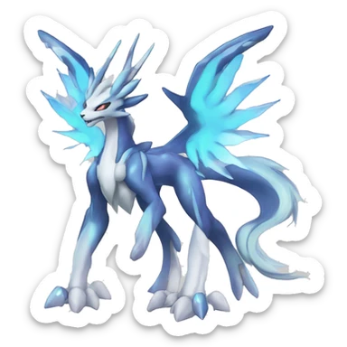  cool edgy shiny colorful godly ethereal Suicune-Dialga-Fakemon full body sticker