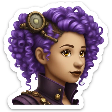 Photorealistic steampunk profile mohawkpurple  curl Caucasia girl sticker