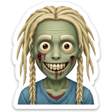 zombie with dreads with braces smiling sticker