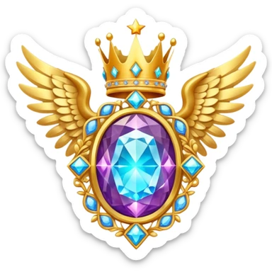 HUGE magic galactic nebula complex gemstone award-in-frame-decorated-with-big-golden-angel--wings and crown sticker