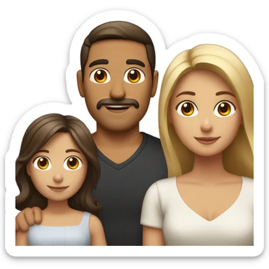 Puerto rican beard short brown hair  husband with blond long hair wife and brown long hair daughter Family  sticker