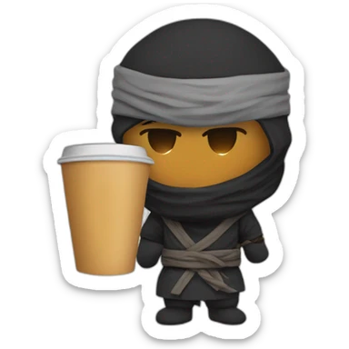 Ninja con café y flow sticker
