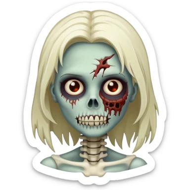 Undead zombie girl with half skeleton face sticker
