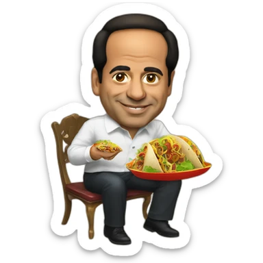 Abdel Fattah El-Sisi wearing mexican and eating tacos sticker