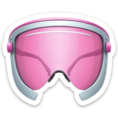 pink tinted shield visor glasses with metallic rim, Y2K futuristic style sticker