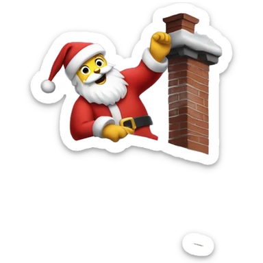 Santa coming down chimney  sticker
